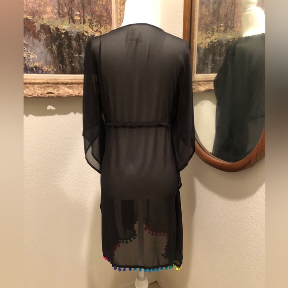 NWOT Swimsuit Cover-up “Into The Bleu” by Amerex - with colorful Pom-Pom trim - Picture 3 of 12